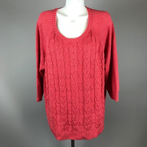 Talbots Sweaters - Talbots Coral Cable Knit Chunky Sweater 3X